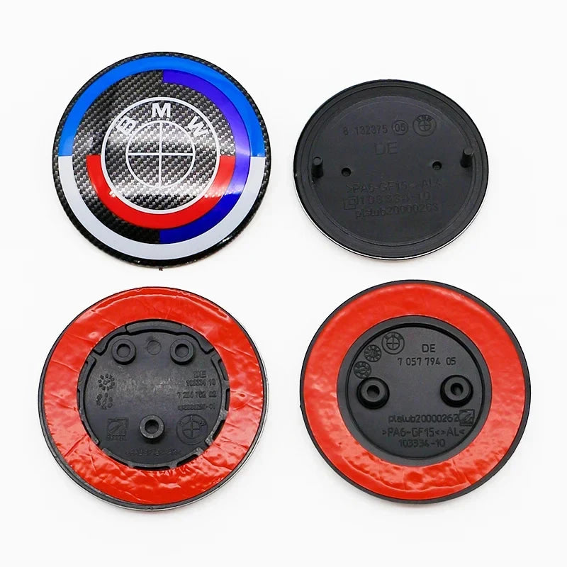 Carbon Fiber 50th Anniversary Front Rear Logo Kit for BMW 82mm 74mm Badge F30 F10 E46 E90  2-Pin Base DIY Replacement Decor Set