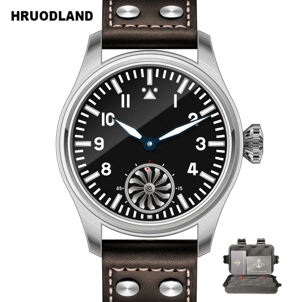 HRUODLAND Pilot Watch for Men BGW-9 Luminous Mechanical Wristwatch 316L Stainless Steel Sapphire Glass 10ATM Waterproof F016