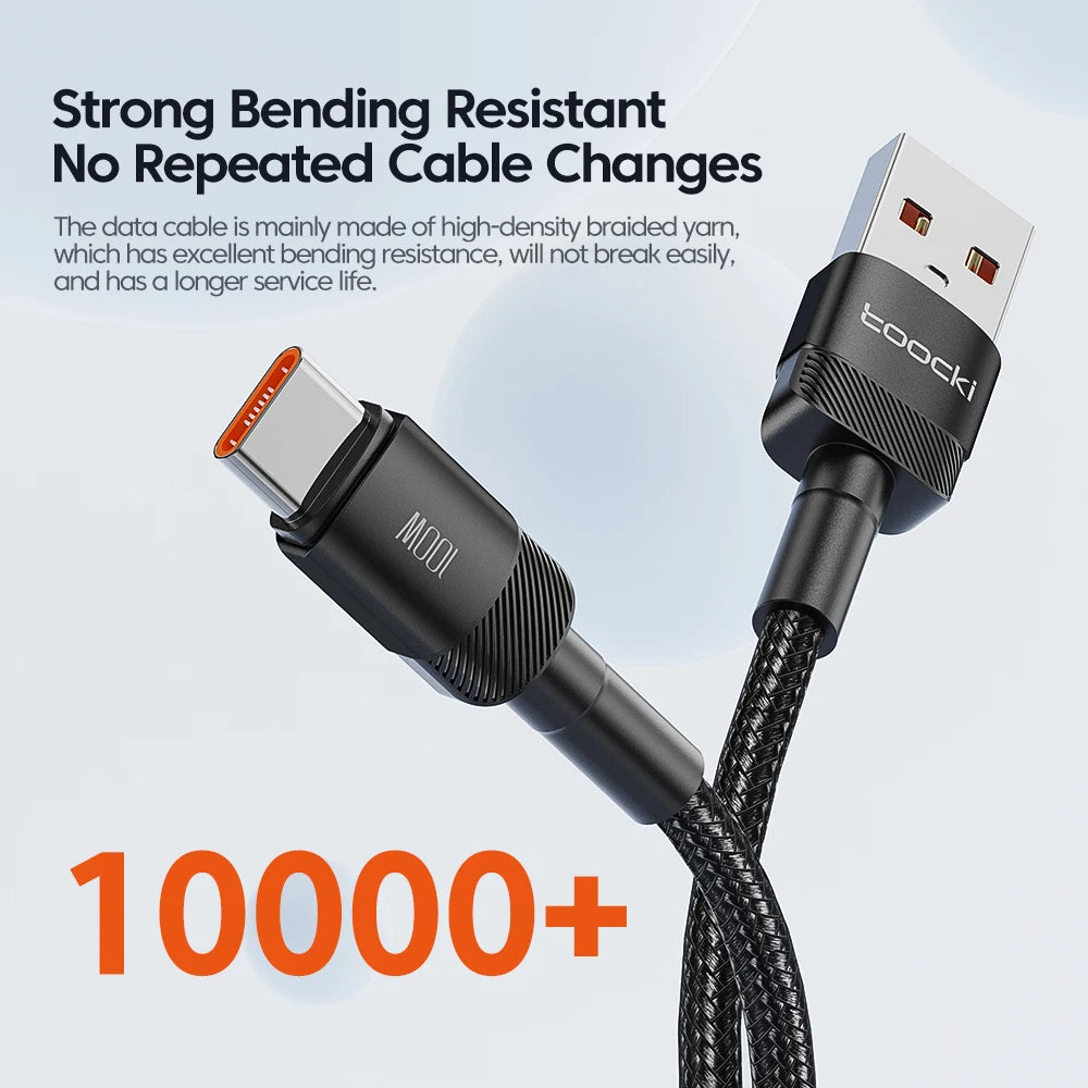 Toocki 6A Cable USB a tipo C para Huawei Xiaomi PD 100W cargador de carga rápida Cable de datos USB C carga rápida para Samsung Oneplus