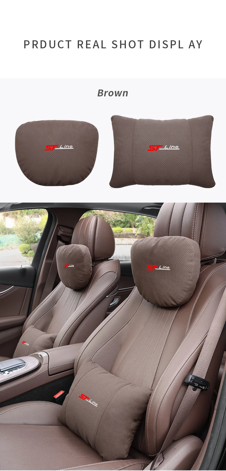 For Ford STline Focus Mondeo Explorer Edge Fiesta Fusion Kuga Escape Auto Headrest Neck Support Lumbar Cushion Soft Neck Pillow