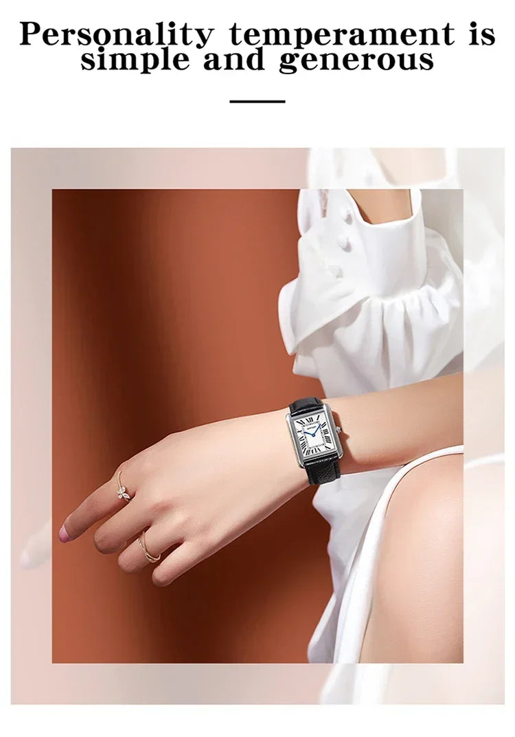 SANDA 9031/1108 Resistant Leather Strap Square Dial Waterproof Sport Casual Women Men Quartz Watches Reloj Luxury Couple Watch