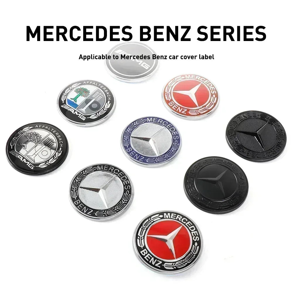 57mm ABS Car Flat Hood Emblem Sticker Front Badge Logo For Mercedes Benz AMG C180 E300 S200 W206 W205 A0008171801 Accessories