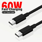 Cable USB tipo C a USB tipo C, Cable de datos de carga rápida, PD, 60W, para Iphone 15, 15Pro, Huawei, Samsung, Xiaomi, línea de datos, negro, blanco, 1M, 2M, 3M