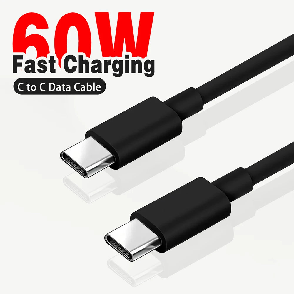 Cable USB tipo C a USB tipo C, Cable de datos de carga rápida, PD, 60W, para Iphone 15, 15Pro, Huawei, Samsung, Xiaomi, línea de datos, negro, blanco, 1M, 2M, 3M