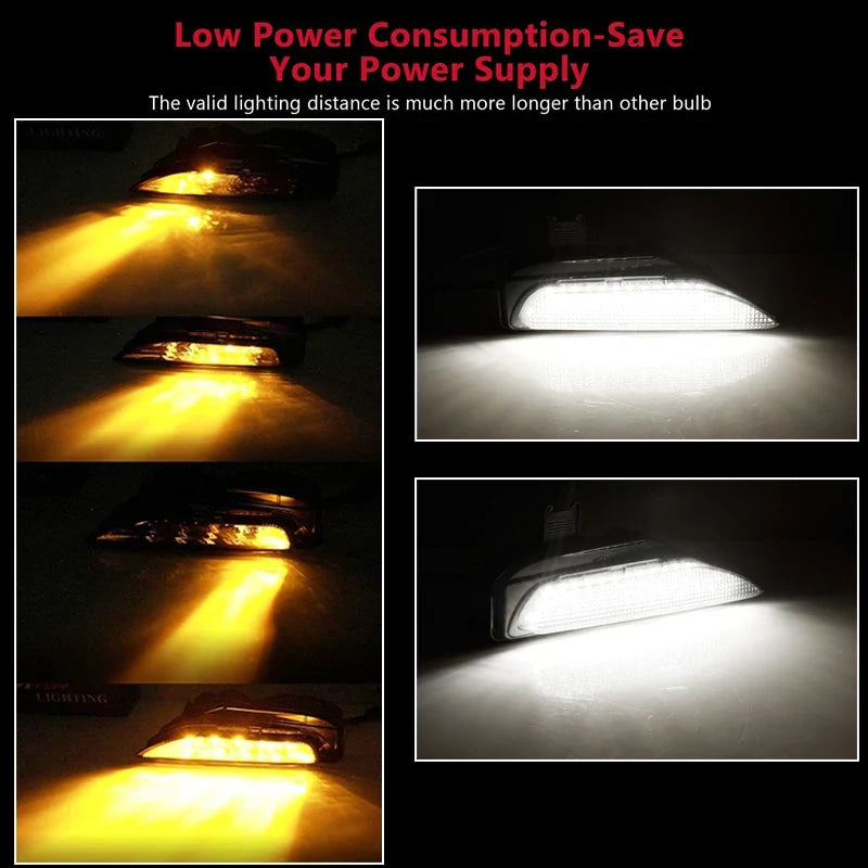 2pcs For Infiniti Q50 and Q50 Sport Car Bumper Sequential Amber Turn Signal Replace Switchback white LED Daytime Running Light