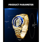 TPW Hot Trendy Fashion Wholesale Men Golden Black Blue Skeleton NOT Automatic Watch Quartz Wrist Watches Luxury 2024
