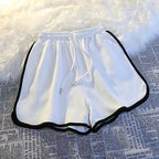 Mini pantalones cortos informales, pantalones cortos de pierna ancha holgados simples de verano para mujer, novedad