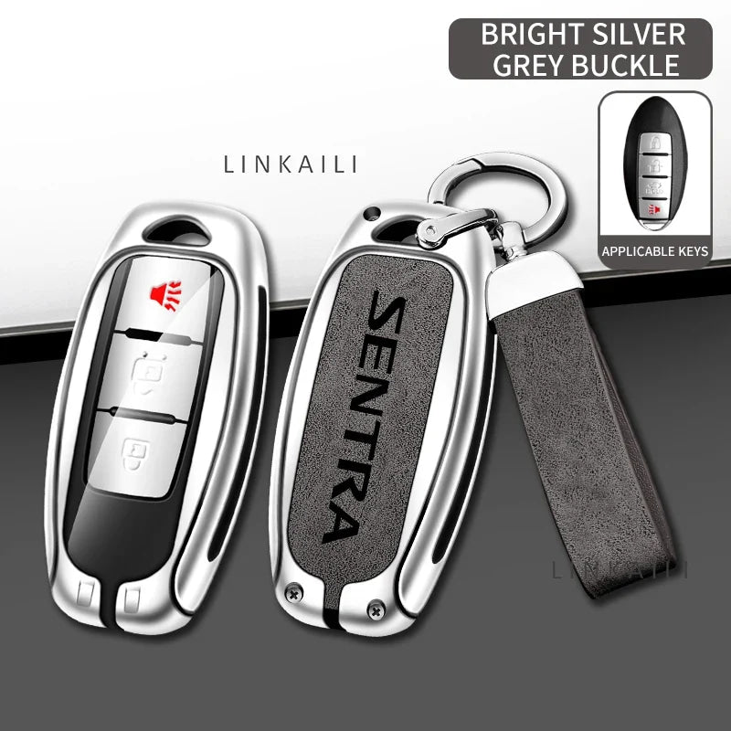 Suitable for Nissan SENTRA 2024 2020 2017 automatic transmission zinc alloy car key bag leather car key fob accessories