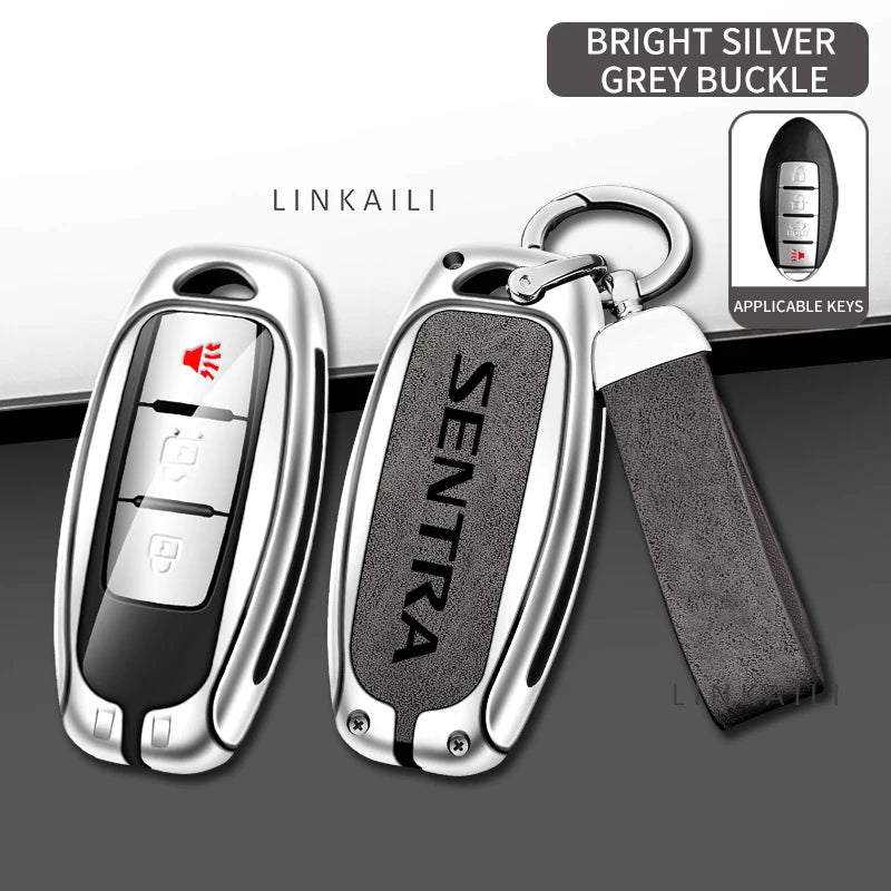 Suitable for Nissan SENTRA 2024 2020 2017 automatic transmission zinc alloy car key bag leather car key fob accessories