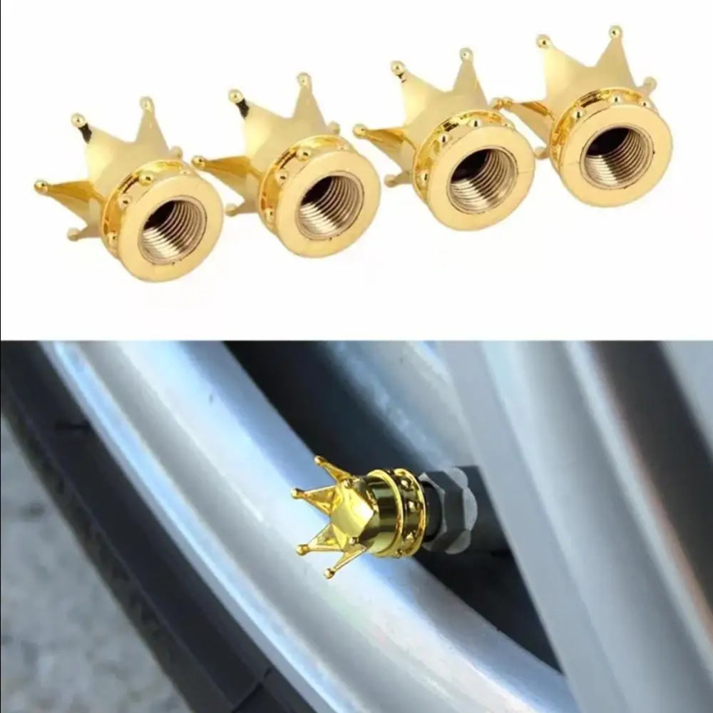 4PCS Crown Style Tire Valve Stem Caps, Air Caps Cover, Aluminum Alloy Dustproof And Waterproof Valve Caps Cover For All Toyota