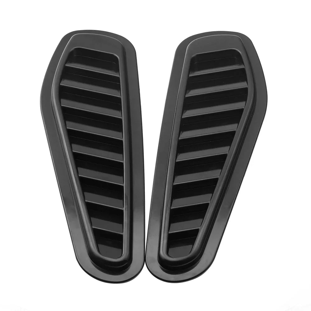 1Pair Universal Car Decorative Cell Air Flow Intake Hood Scoop Bonnet Glossy Black Vent Cover Stickers Decoration Styling