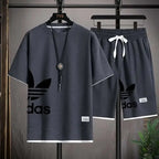Summer 2026 New Men's pullover sportswear Set, fashionable basketball men's casual short-sleeved T-shirt + shorts two-piece set