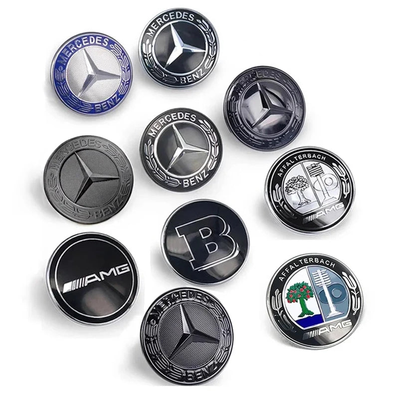 1PC 56mm Car Hood Emblem Badge Bonnet Emblem Cover For Mercedes Benz Brabus AMG W124 W163 W202 W203 W204 W210 W211 W205 Sticker