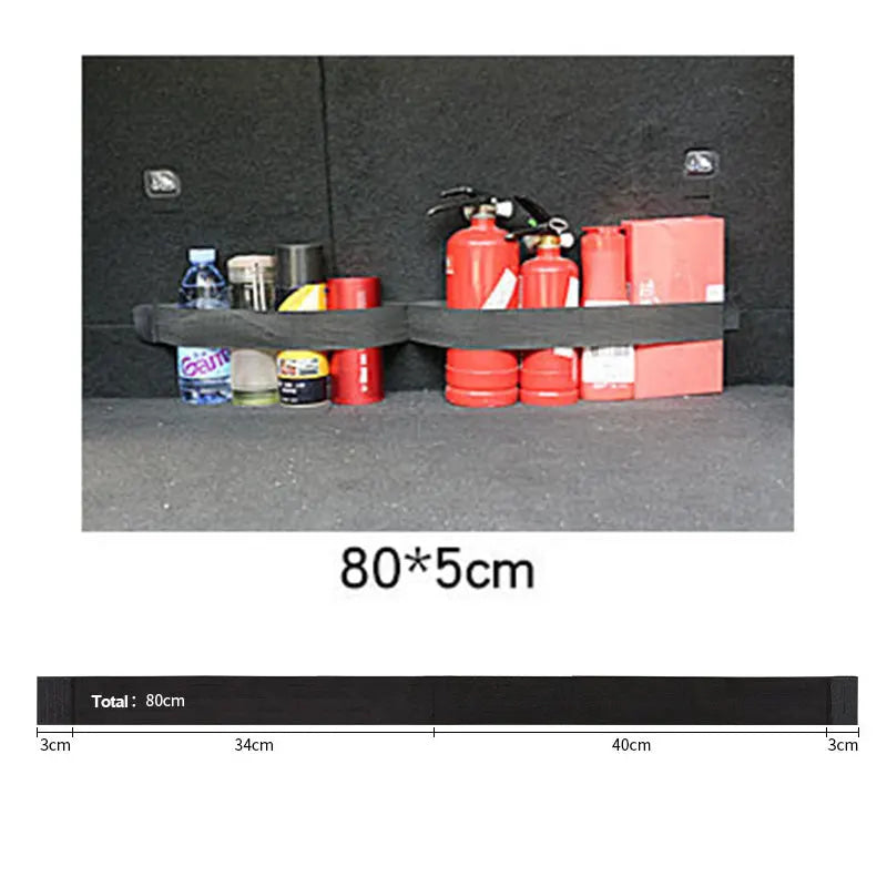 Organizador de maletero de coche, cinta de fijación elástica, extintor de incendios, tanque de agua, cinta de fijación de almacenamiento varios, accesorios de almacenamiento de coches