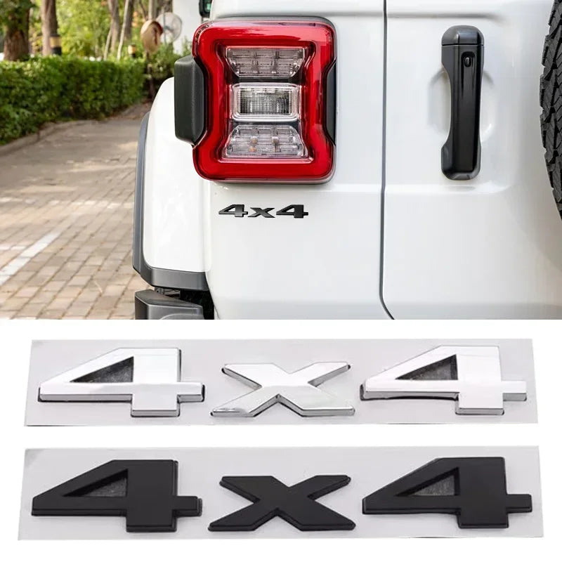 3D Metal 4X4 Letter Emblem Badge Stickers Car Trunk Logo For Jeep Wrangler Grand Cherokee Compass Overland Decor Accessories
