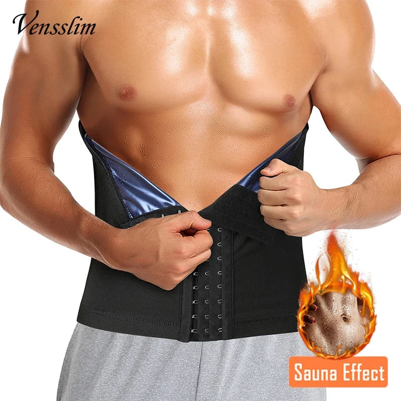 Vensslim Men Body Shaper Waist Trainer Slimming Belt Compression Corset Workout Sauna Sweat Bands Fitness Fat Burner Trimmer