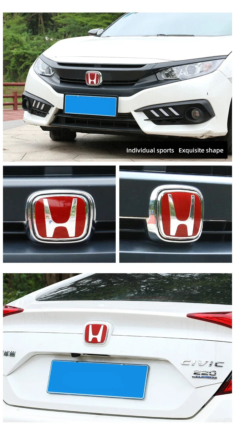 Car Logo Badge Front Grille Trunk Steering Wheel Decoration Accessories For Honda Fit GK5 HRV Vezel Accord Civic Cars Emblem