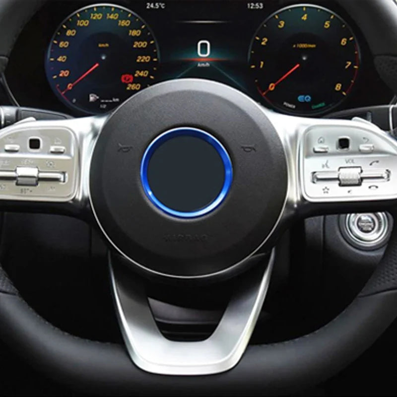 Car Steering Wheel Aluminum Alloy Ring Trim Sticker For Mercedes Benz A C E Class CLA GLA GLC GLE GLK W204 W212 C117