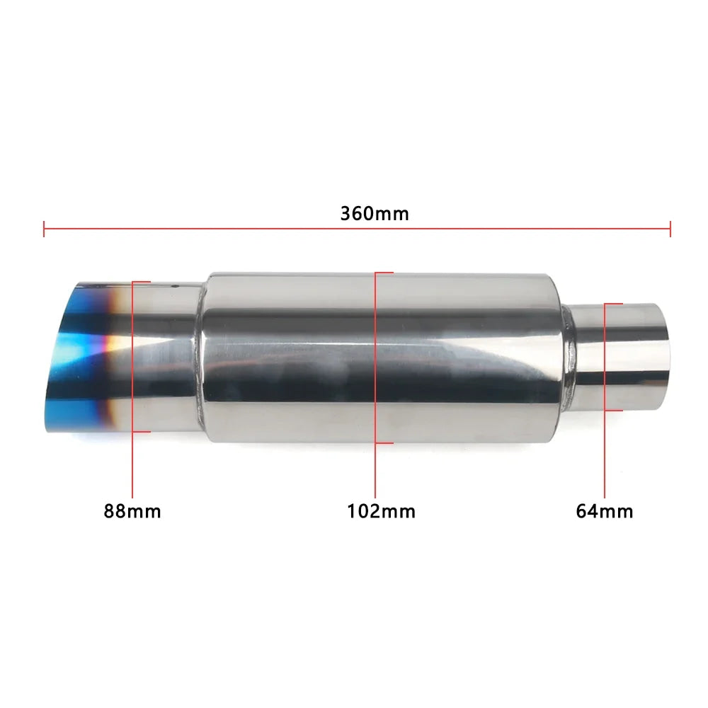 Car Exhaust Pipe Muffler Tail Pipe Universal High Quality Stainless Steel Interface 51 57 64MM Exhaust System End 88mm
