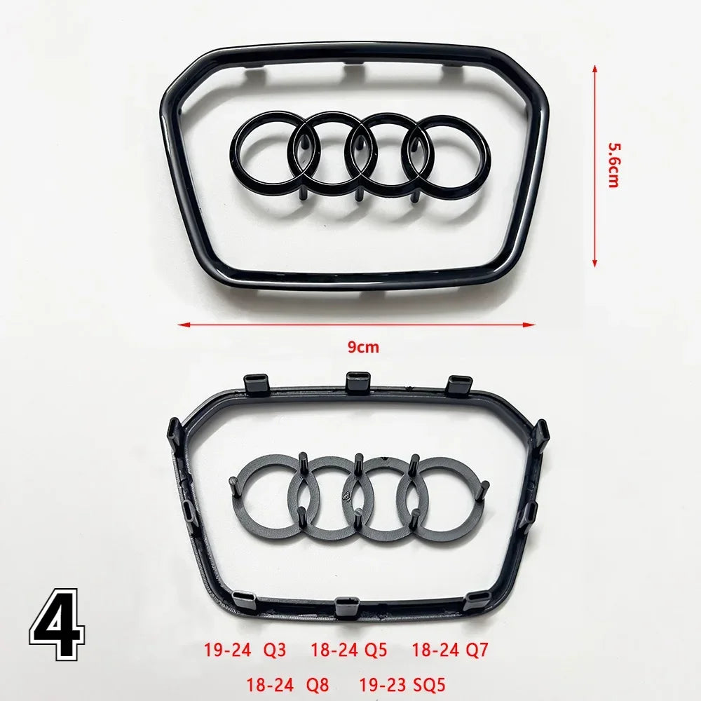 Automobile Steering Wheel Logo Bright Frame Strip Electroplated Car Logo Sticker For Audi A3 A4 B8 8P B9 8V A5 A6 C7 A7 Q3 Q5 Q7