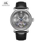 Shanghai Watch Skeletonized Flywheel Men's Mechanical Watch 42mm Automatic Watches Retrograde Calendar Sapphire Wristwatch S8924