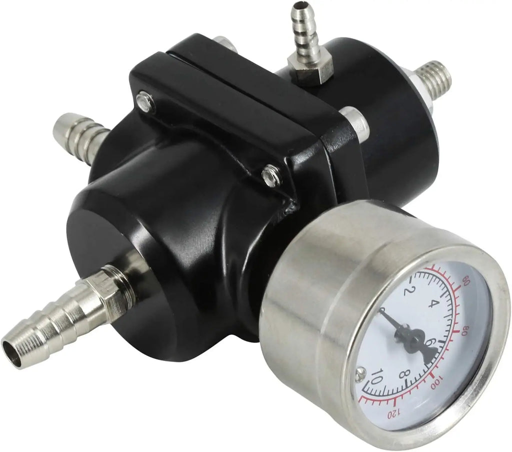 Universal 1Set Adjustable Fuel Pressure Regulator + Gauge+ Fitting Kit Aluminum Black Blue Red Silver