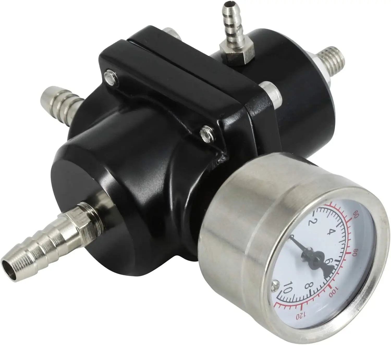 Universal 1Set Adjustable Fuel Pressure Regulator + Gauge+ Fitting Kit Aluminum Black Blue Red Silver