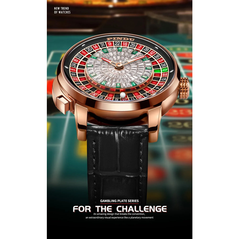 PINDU Design New NH35A Mechanical Watches Men Push Button Turn Russian Roulette Game Sapphire Mirror Diamond Dial Men's Watch