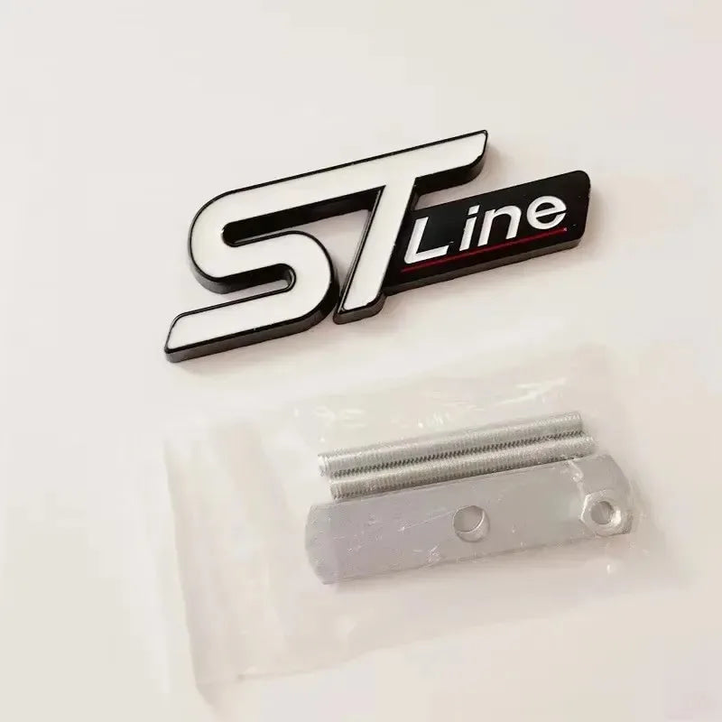 3D Metal ST Line Logo Car Front Grill Emblem Sticker Trunk Badge For Ford Kuga MK3 MK4 S Max Focus Puma Fiesta Accessories