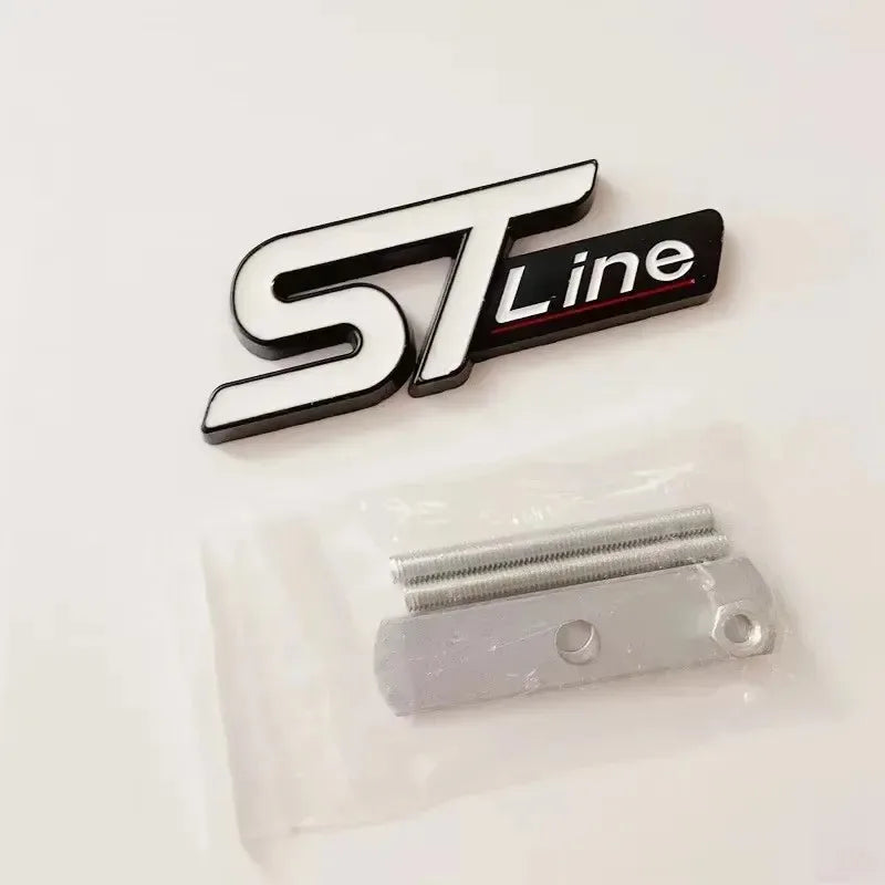 3D Metal ST Line Logo Car Front Grill Emblem Sticker Trunk Badge For Ford Kuga MK3 MK4 S Max Focus Puma Fiesta Accessories