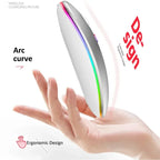 Ratón inalámbrico silencioso recargable, ratón retroiluminado con LED, ordenador portátil, ratón, receptor de 2,4 Ghz, Bluetooth, modo Dual, óptico