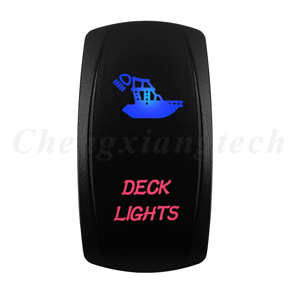 Waterproof 5 Pins SPST On/Off Rocker Switch Blue & Red Led 20A/12V 10A/24V Toggle Switch GPS for Cars,Trucks, RVs, Boats