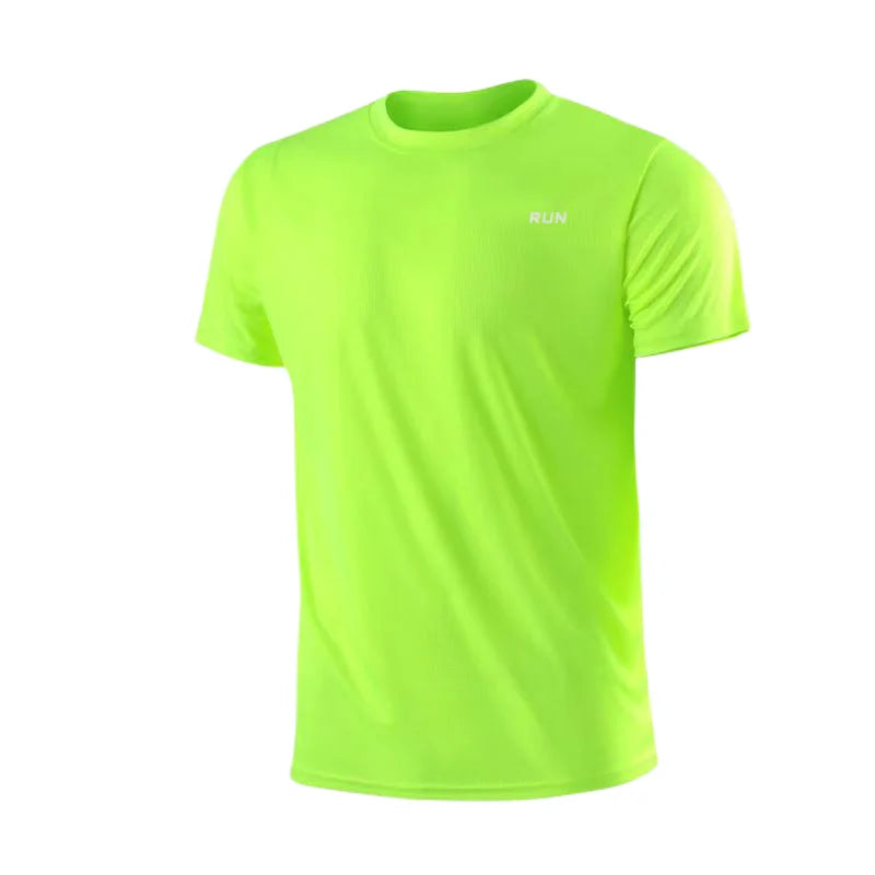 Camiseta de manga corta de secado rápido para hombre, camisa deportiva de gimnasio para correr, absorbe la humedad, cuello redondo, entrenamiento, ejercicio, gimnasio, Tops ligeros