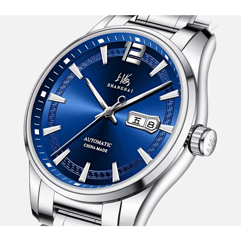 Shanghai Watch Business Men's Mechanical Watches 39mm Automatic Wristwatch 316L Stainless Steel Sapphire Glass reloj hombre 706