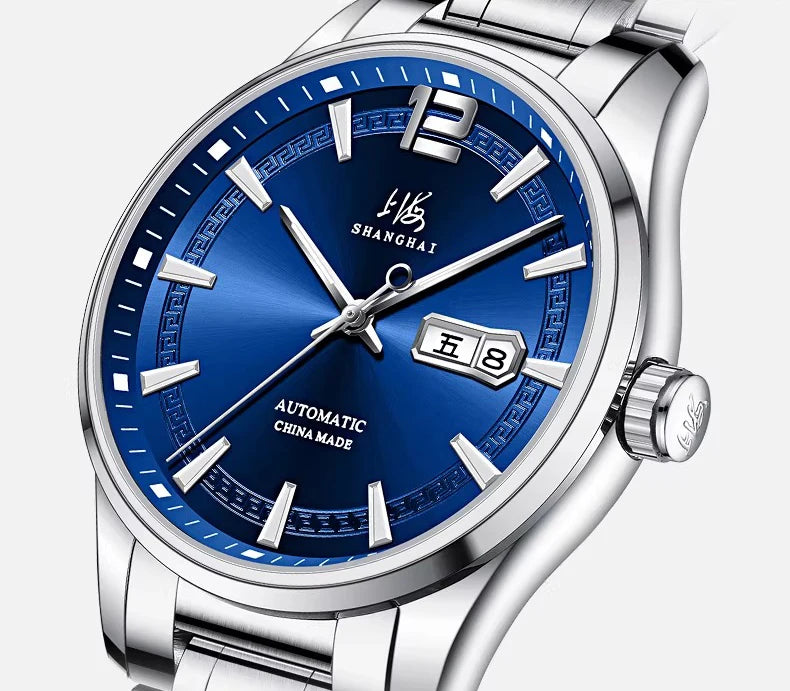 Shanghai Watch Business Men's Mechanical Watches 39mm Automatic Wristwatch 316L Stainless Steel Sapphire Glass reloj hombre 706