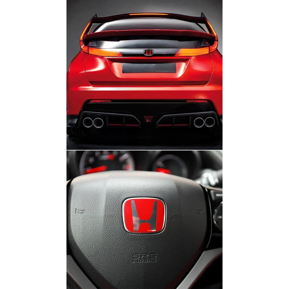 Car Hood Front Grill Rear Trunk H Emblem Logo Sticker For Honda Civic Fit Jazz Accord CRV HRV City Odyssey Passport Pilot Vezel