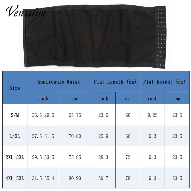 Vensslim Men Body Shaper Waist Trainer Slimming Belt Compression Corset Workout Sauna Sweat Bands Fitness Fat Burner Trimmer