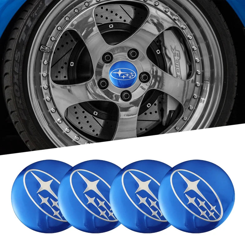 4Pcs Auto Wheel Stickers Car Center Hub Cap Decal For Subaru STI WRX Forester Impreza Legacy Outback XV WAS Ascent Atenza BRZ