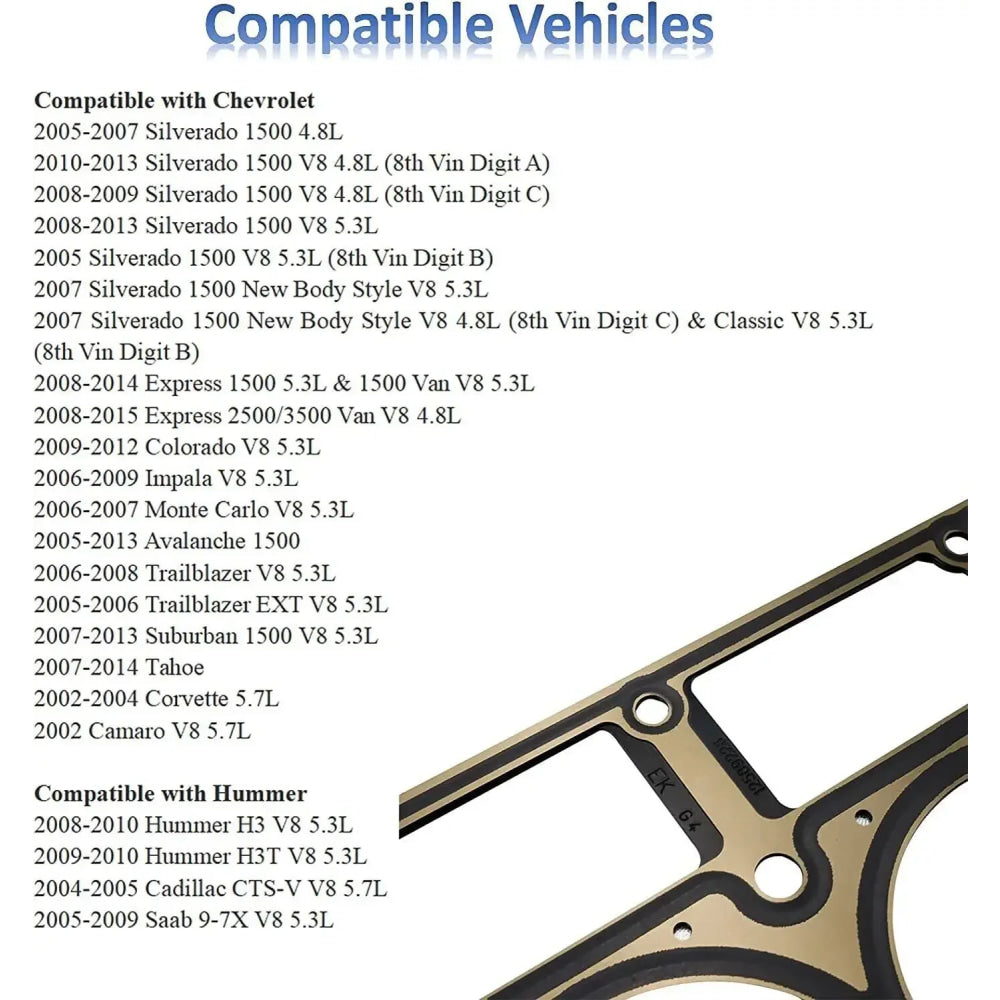 12589226 12498544 12565390 12573949 98544 Cylinder Head Gaskets Set 12589226 1Set For Chevy GMC LS1/LS6 MLS 4.8L 5.3L 5.7L