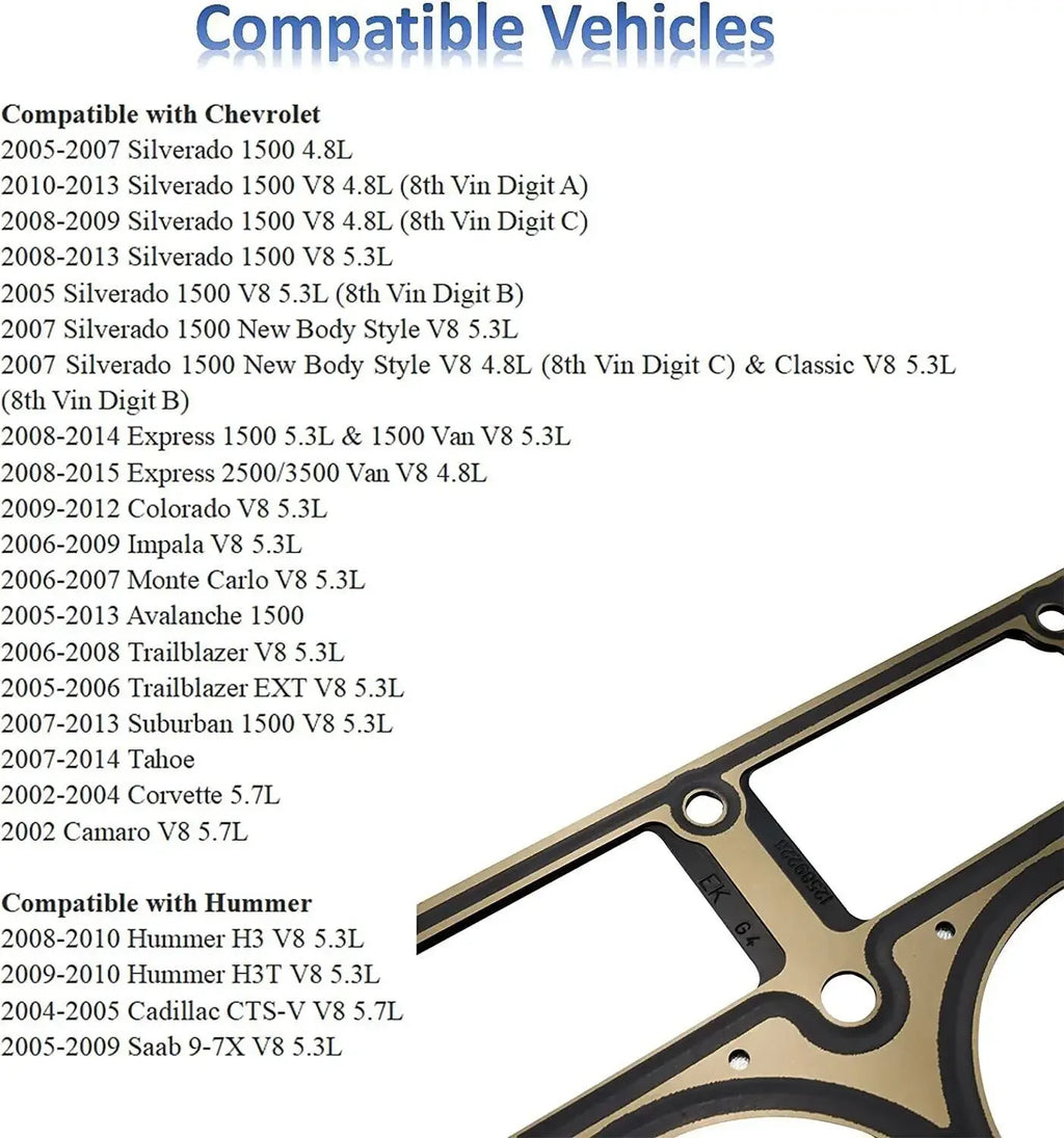 12589226 12498544 12565390 12573949 98544 Cylinder Head Gaskets Set 12589226 1Set For Chevy GMC LS1/LS6 MLS 4.8L 5.3L 5.7L