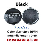 For Audi 60/61/68/69/77MM 4pcs Car Wheel Center Hup Cap Cover A4 A6L A7 A8 A3 A5 A6 S3 S4 Q3 Q5 Q5L Q7 Modification