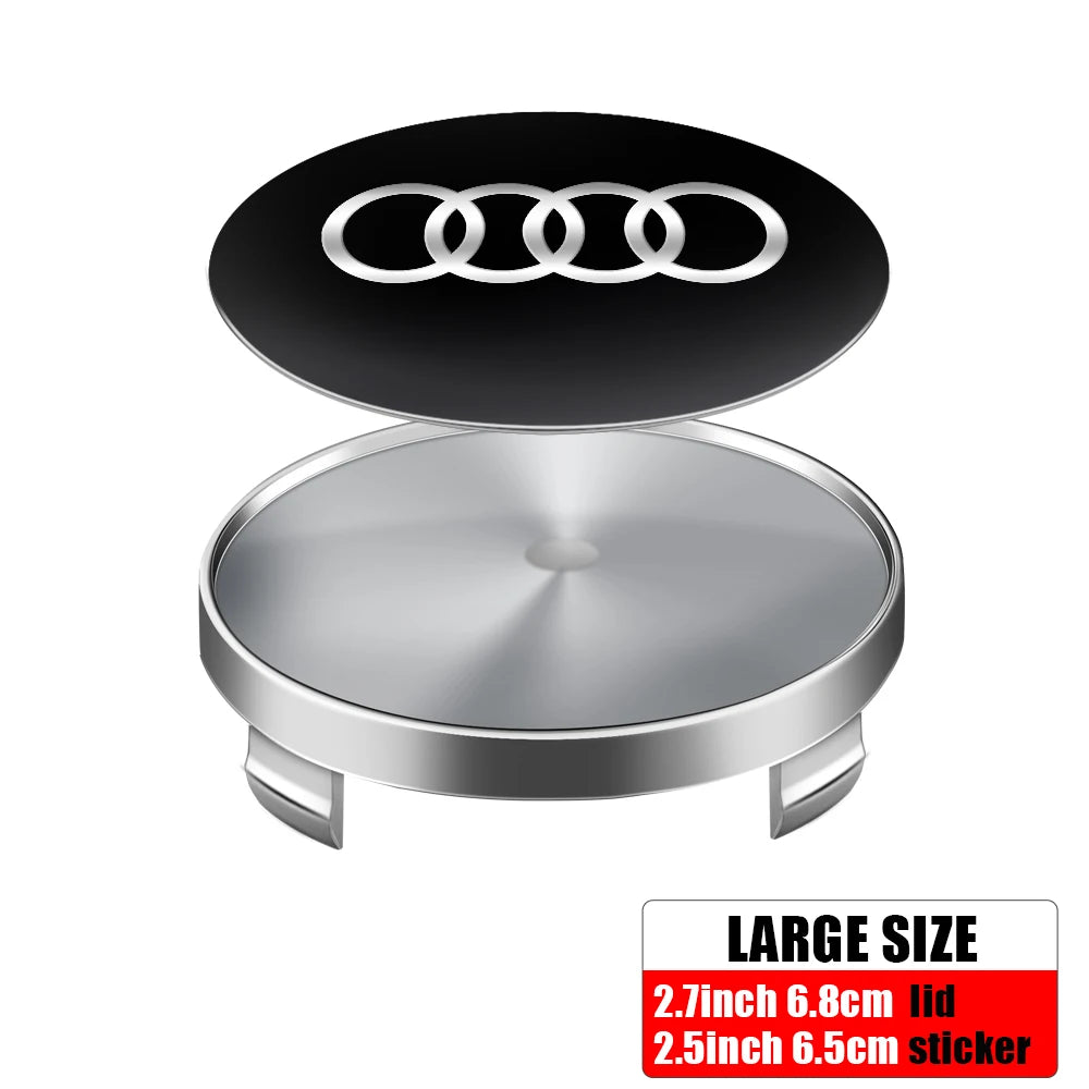 4pcs 56/65mm Car Wheel Center Hub Stickers 60/68mm Wheel Center Hub Caps Cover For AUDI A3 A4 A1 Q3 Q4 Q5 Q6 Q7 Q8 TT RS Sline