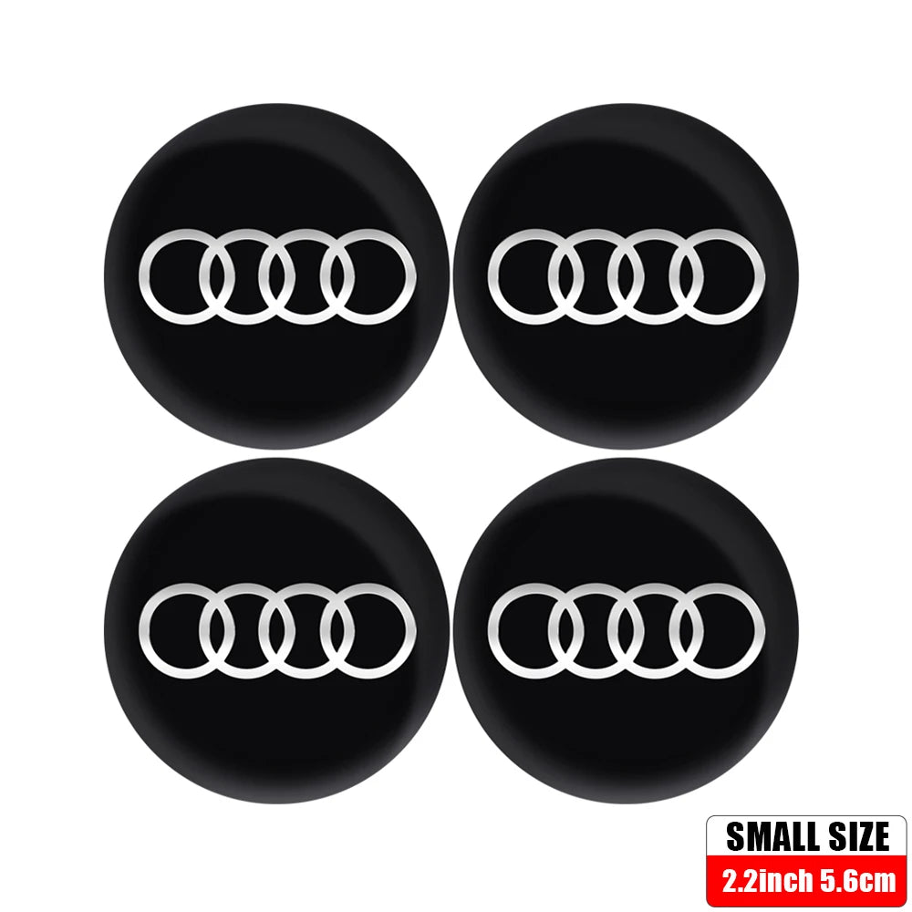 4pcs 56/65mm Car Wheel Center Hub Stickers 60/68mm Wheel Center Hub Caps Cover For AUDI A3 A4 A1 Q3 Q4 Q5 Q6 Q7 Q8 TT RS Sline