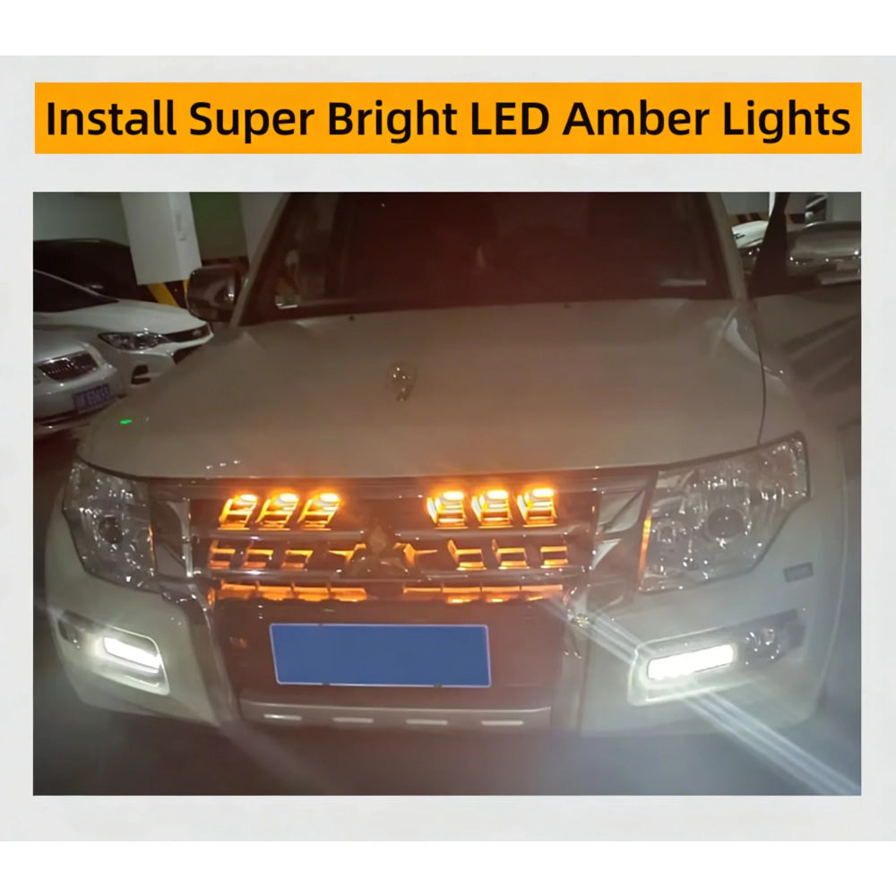 4Pcs 6Pcs Front Grille LED Lights For Toyota Land Cruiser Prado 150 120 Amber DRL Daytime Running Warning Grill Lamps