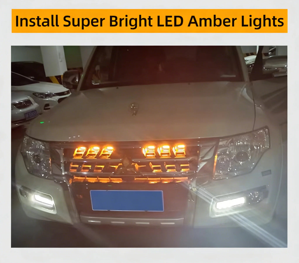 4Pcs 6Pcs Front Grille LED Lights For Toyota Land Cruiser Prado 150 120 Amber DRL Daytime Running Warning Grill Lamps