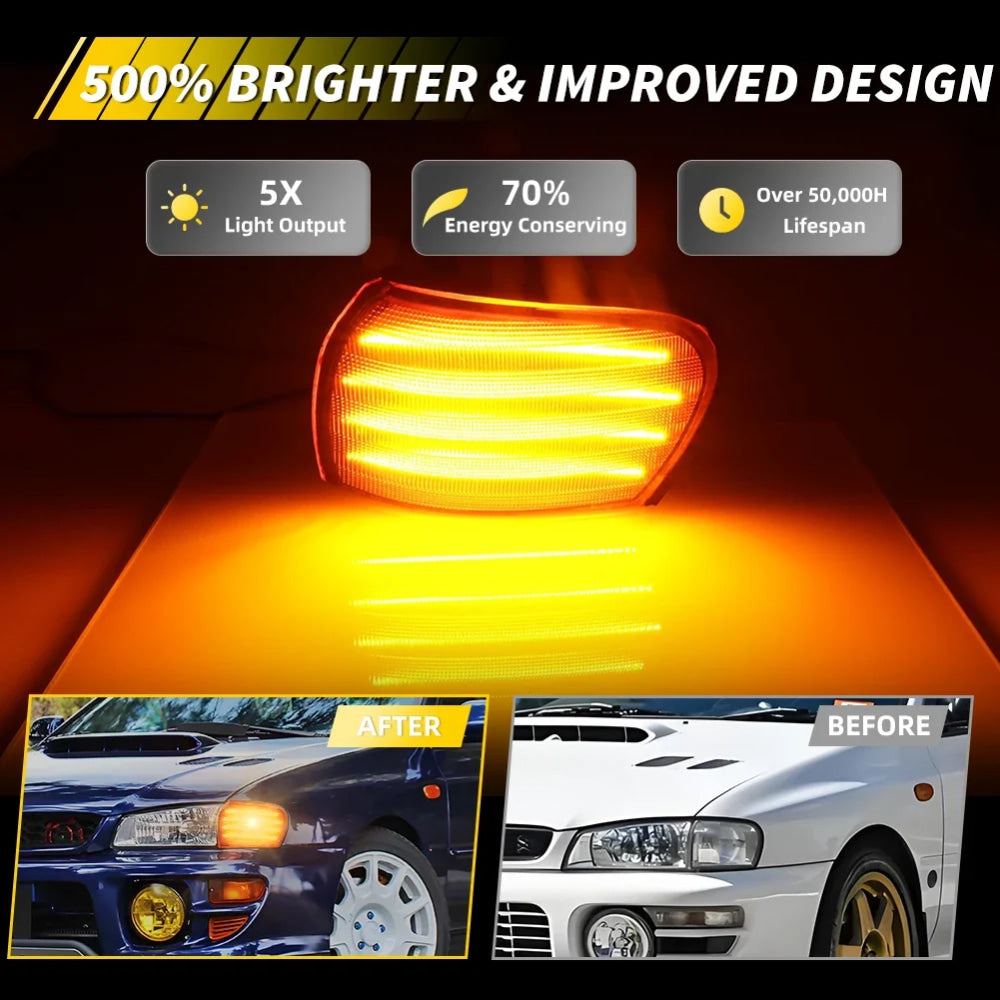 2X Front Corner Side Marker Light Parking Light Turn Signal Light LED For 1995 1996 1997 1998 1999 2000 2001 Subaru Impreza WRX