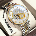 POEDAGAR Top Luxury Man Wristwatch Luminous Hollow Tourbillon Stainless Steel Men Clock Mechanical Automatic Men's Watches Reloj