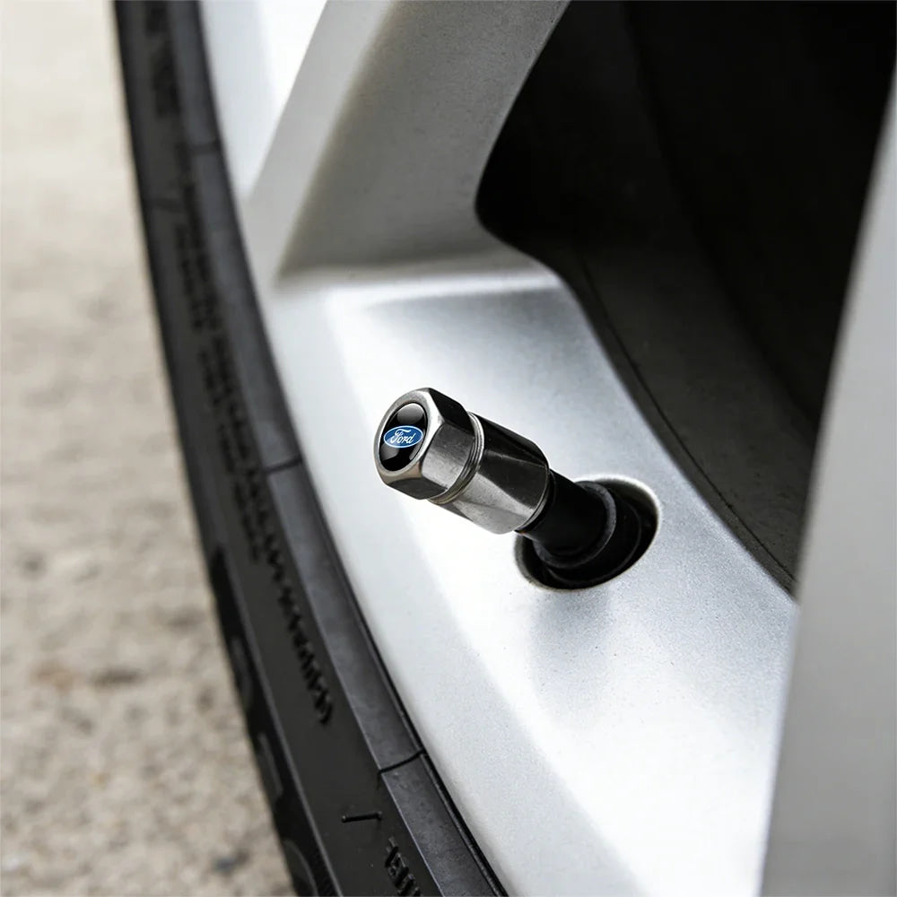 4Pcs 3D Metal Car Tire Wheel Valve Cap Accessories For Ford Focus Mk2 MK3 MK7 MK4 Fiesta Ranger Mustang Kuga Mondeo Explorer GTD