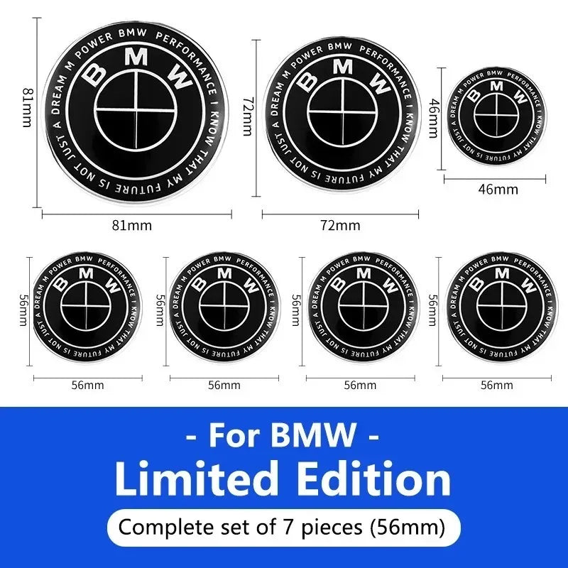 1/4/7pcs 81 72 46 56 68mm Car Front Rear Logo Wheel Hub Center Cover Steering Wheel Center Stickers For BMW X1 X3 X5 X6 E46 E90