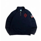 Y2K Retro Quarterzip Pullover Hoodie Embroidery Sweatshirt American Vintage Old Money Casual Streetwear Unisex Oversized Coat
